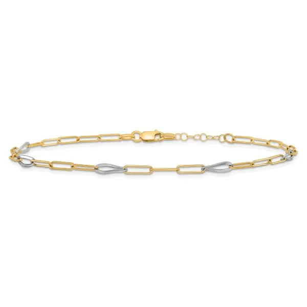 Leslie's 14K Two-tone Fancy Link with 1in. ext Anklet Image 3 Johnson Jewellers Lindsay, ON