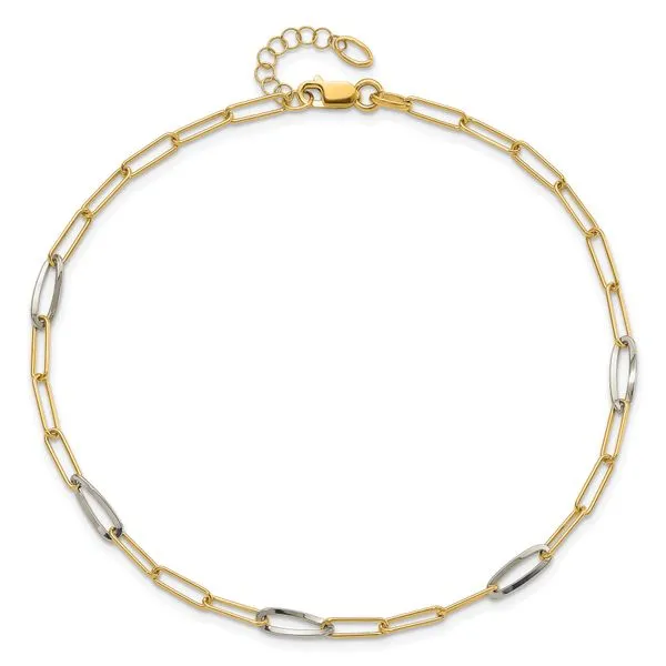 Leslie's 14K Two-tone Fancy Link with 1in. ext Anklet Image 4 Johnson Jewellers Lindsay, ON