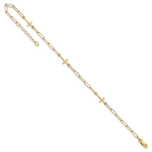 Leslie's 14K Cross Link with 1in. ext Anklet Image 2 Johnson Jewellers Lindsay, ON