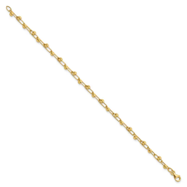 Leslie's 14K Polished Diamond-cut Beads Link Bracelet Image 2 Diamond Design Jewelers Somerset, KY