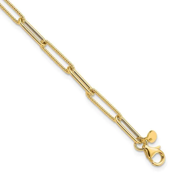 Leslie's 14K Polished and Textured Paperclip Link Bracelet Diny's Jewelers Middleton, WI