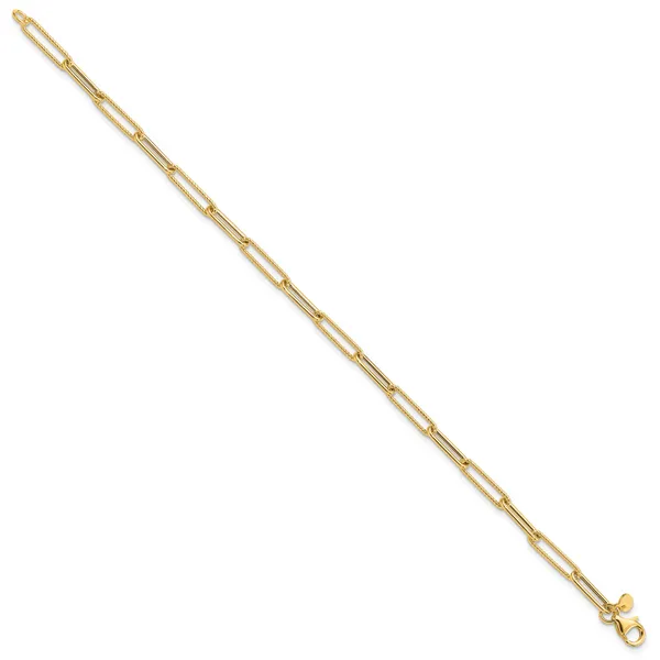 Leslie's 14K Polished and Textured Paperclip Link Bracelet Image 2 Johnson Jewellers Lindsay, ON