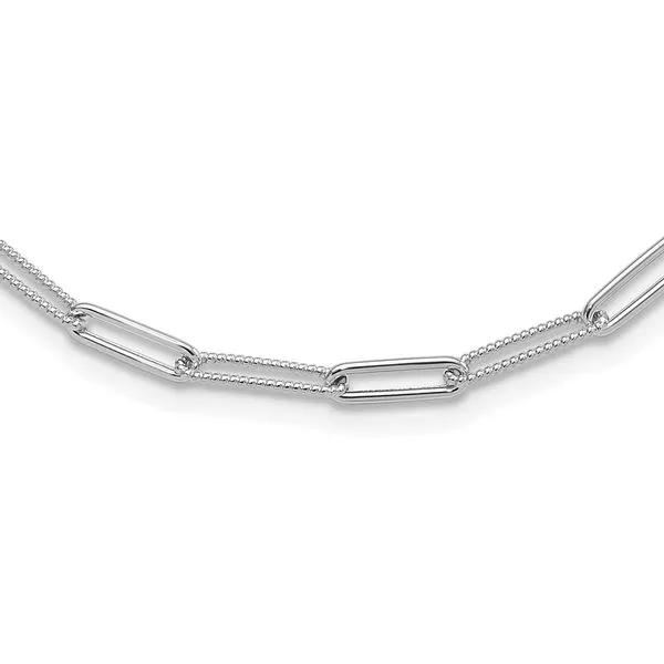 Leslie's 14K White Gold Polished / Textured Paperclip Link Necklace Grayson & Co. Jewelers Iron Mountain, MI