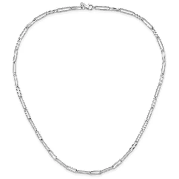 Leslie's 14K White Gold Polished / Textured Paperclip Link Necklace Image 3 G.G. Gems, Inc. Scottsdale, AZ