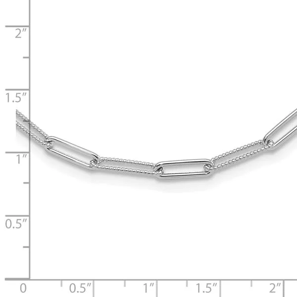 Leslie's 14K White Gold Polished / Textured Paperclip Link Necklace Image 4 Grayson & Co. Jewelers Iron Mountain, MI