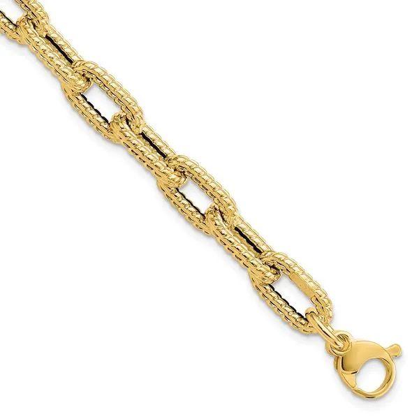 Leslie's 14K Textured Hollow Fancy Link Bracelet Jewelry Design Studio Jensen Beach, FL