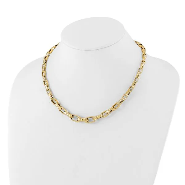 Leslie's 14K Polished Hollow Hammered Graduated Link Necklace Image 2 Jewelry Design Studio Jensen Beach, FL