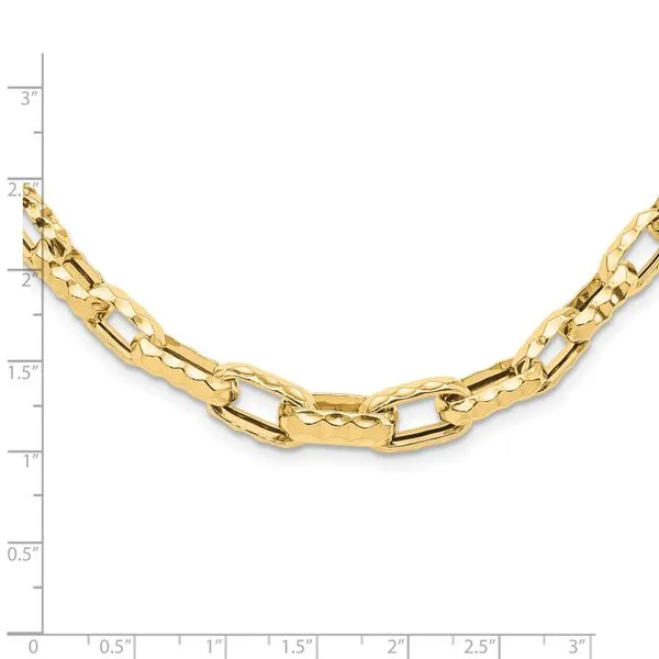 Leslie's 14K Polished Hollow Hammered Graduated Link Necklace Image 4 Jewelry Design Studio Jensen Beach, FL