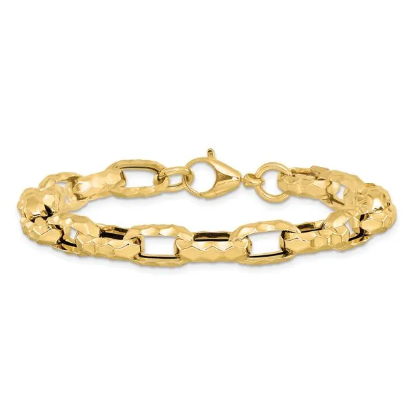 Leslie's 14K Polished Hollow Hammered Link Bracelet Image 3 Jewelry Design Studio Jensen Beach, FL