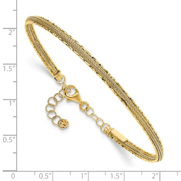 Leslie's 14K Diamond-cut and Textured with Safety Chain Bangle Image 3 Diamond Design Jewelers Somerset, KY