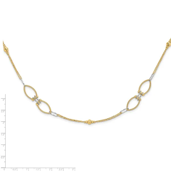 Leslie's 14K Two-tone Dia-cut Beads Fancy Link with 1in. ext Necklace Image 4 Diamond Design Jewelers Somerset, KY