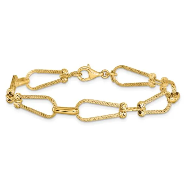 Leslie's 14K Dia-cut and Textured Fancy Link Bracelet Image 3 Diny's Jewelers Middleton, WI