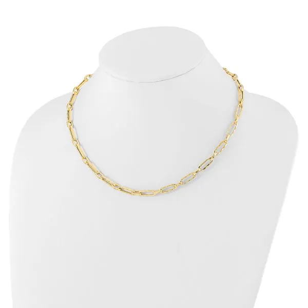 Leslie's 14K Polished and Textured Fancy Link Necklace Image 4 Johnson Jewellers Lindsay, ON