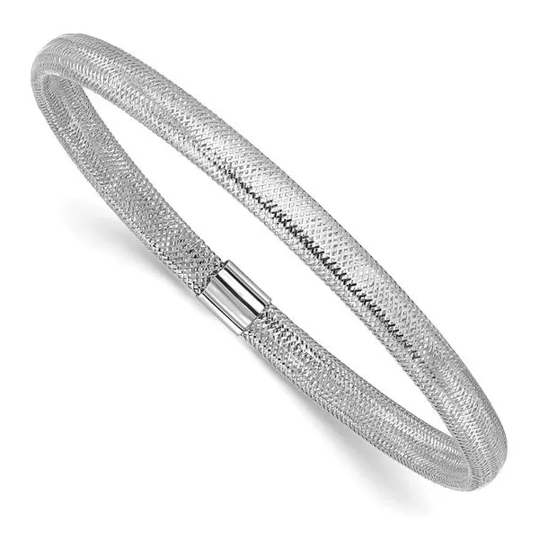 Leslie's 14K with White Rhodium Plating Polished Stretch Bracelet Jerald Jewelers Latrobe, PA