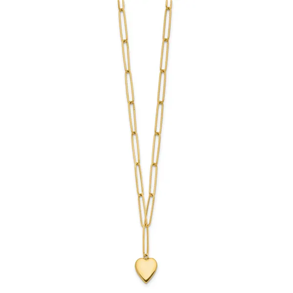 Leslie's 14K Polished Heart Paperclip Link Necklace Image 2 Johnson Jewellers Lindsay, ON