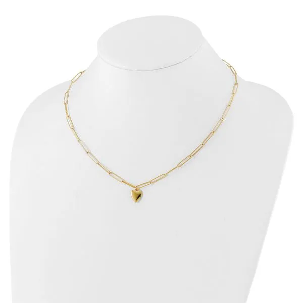 Leslie's 14K Polished Heart Paperclip Link Necklace Image 3 Johnson Jewellers Lindsay, ON
