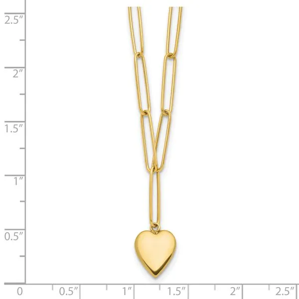 Leslie's 14K Polished Heart Paperclip Link Necklace Image 4 Jewelry Design Studio Jensen Beach, FL