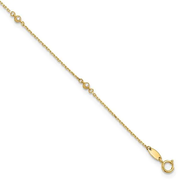 Leslie's 14K Polished CZ Station 9in Plus 1in. ext. Anklet Johnson Jewellers Lindsay, ON
