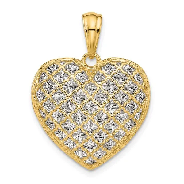 Leslie's 14K Two-tone Polished and Dia-cut Heart Pendant Johnson Jewellers Lindsay, ON