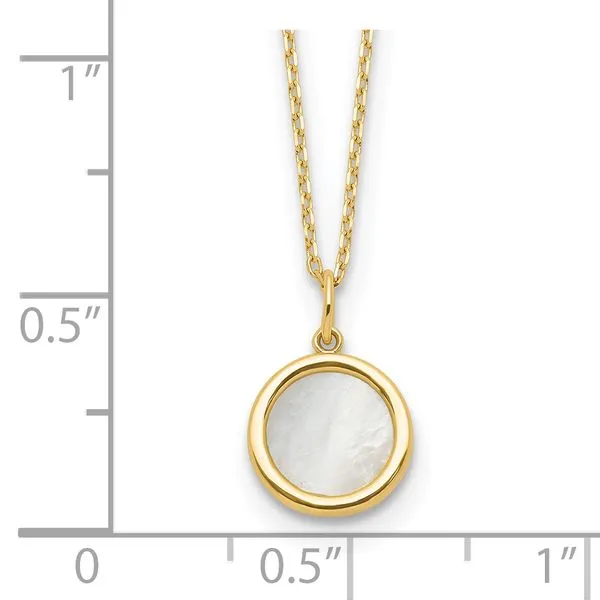 Leslie's 14K Polished Mother of Pearl Circle Necklace Image 4 Barnett Jewelers Jacksonville, FL
