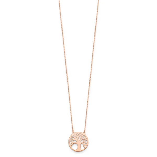 Leslie's 14K Rose Gold Polished Tree of Life Necklace Image 2 Jerald Jewelers Latrobe, PA