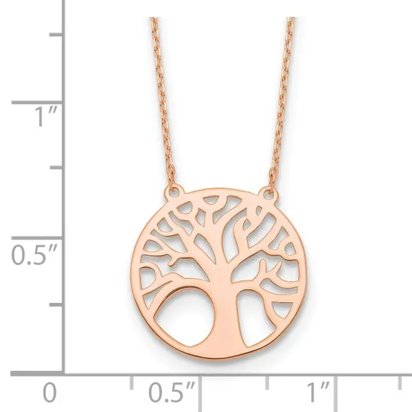 Leslie's 14K Rose Gold Polished Tree of Life Necklace Image 4 Diny's Jewelers Middleton, WI