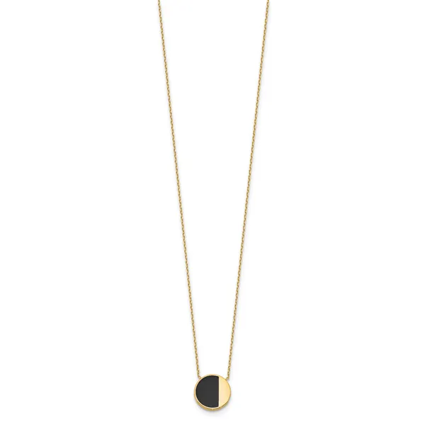 Leslie's 14K with Black Enamel Polished Circle Necklace Image 2 Mitchell's Jewelry Norman, OK