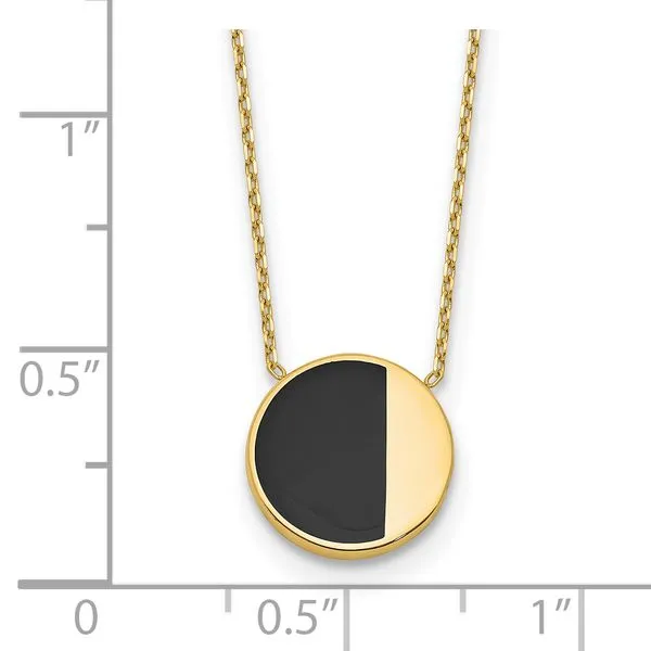 Leslie's 14K with Black Enamel Polished Circle Necklace Image 4 Jewelry Design Studio Jensen Beach, FL