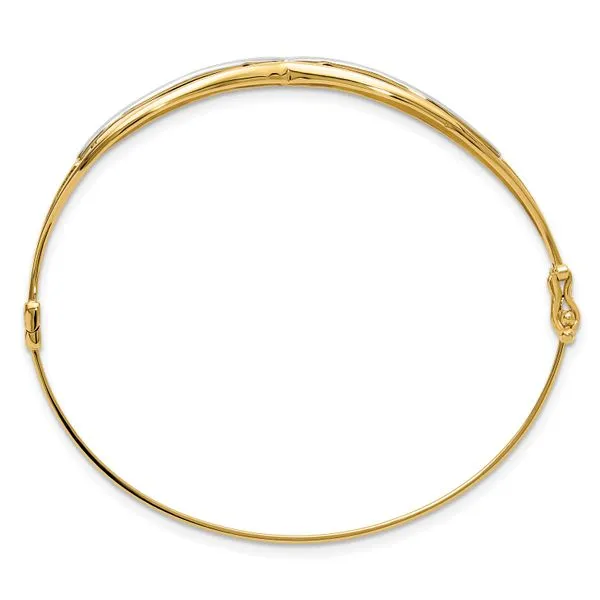 Leslie's 14K with Rhodium Polished Fancy Hinged Bangle Image 2 Diamond Design Jewelers Somerset, KY