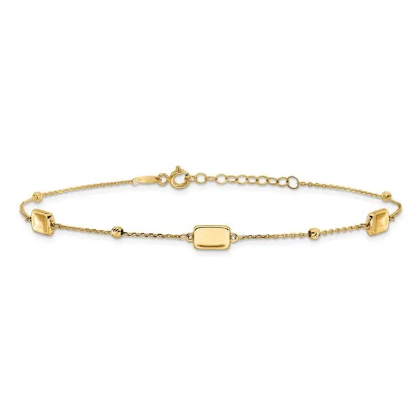 Leslie's 14K Polished and Diamond-cut Station Plus 1in ext. Anklet Image 3 Atlanta West Jewelry Douglasville, GA