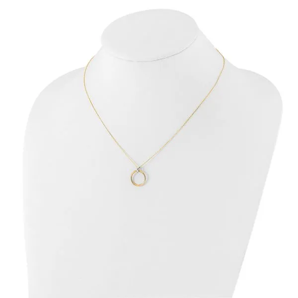 Leslie's 14K Two-tone Polished Circle Necklace Image 2 Boyd Jewelers Wesley Chapel, FL