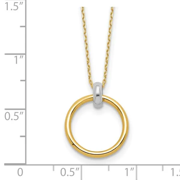 Leslie's 14K Two-tone Polished Circle Necklace Image 3 Diny's Jewelers Middleton, WI