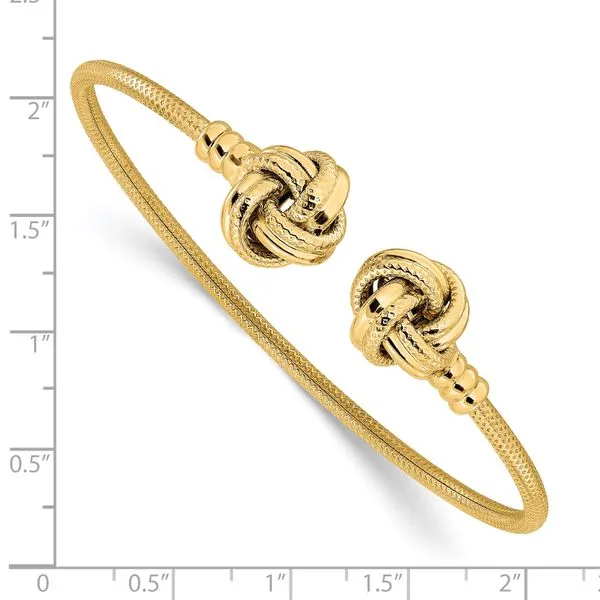 Leslie's 14K Polished and Textured Love Knots Cuff Bracelet Image 3 Johnson Jewellers Lindsay, ON