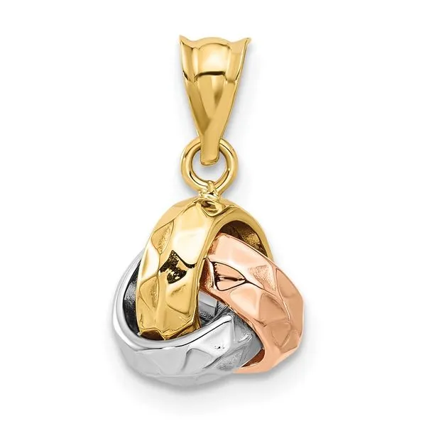 Leslie's 14K Tri-color Polished and Diamond-cut Love Knot Pendant Diamond Design Jewelers Somerset, KY