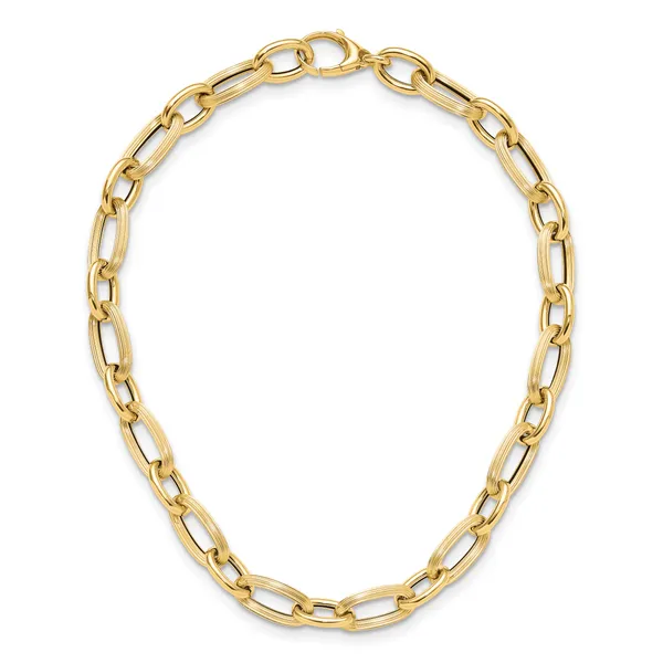 Leslie's 14K Polished Textured Hollow Fancy Link Necklace Image 4 Diamond Design Jewelers Somerset, KY
