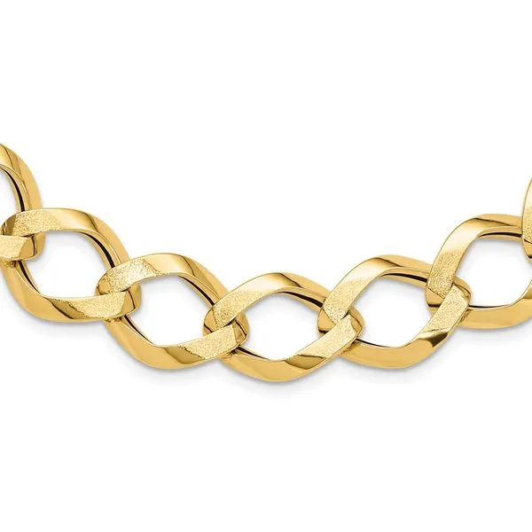 Leslie's 14K Polished Brushed Hollow Fancy Link Necklace Johnson Jewellers Lindsay, ON