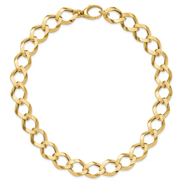 Leslie's 14K Polished Brushed Hollow Fancy Link Necklace Image 3 Johnson Jewellers Lindsay, ON
