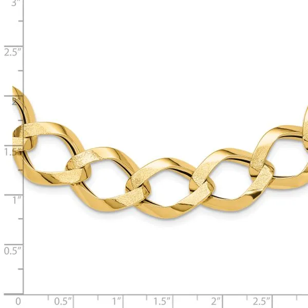 Leslie's 14K Polished Brushed Hollow Fancy Link Necklace Image 4 Johnson Jewellers Lindsay, ON