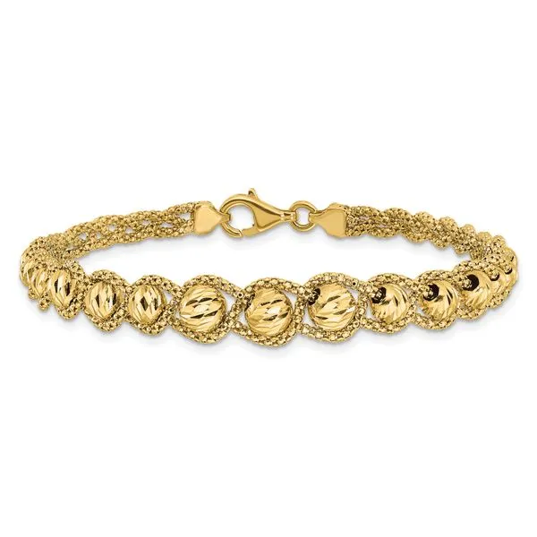 Leslie's 14K Polished Textured and Diamond-cut Beaded Bracelet Image 3 Jewelry Design Studio Jensen Beach, FL