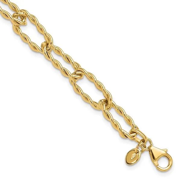 Leslie's 14K Polished and Textured Twisted Link Bracelet Johnson Jewellers Lindsay, ON