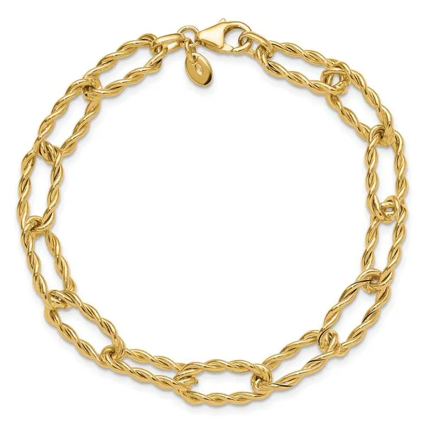Leslie's 14K Polished and Textured Twisted Link Bracelet Image 4 Johnson Jewellers Lindsay, ON