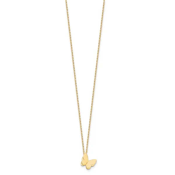 Leslie's 14K Polished Butterfly Charm with 2in ext. Necklace Image 2 Jewelry Design Studio Jensen Beach, FL