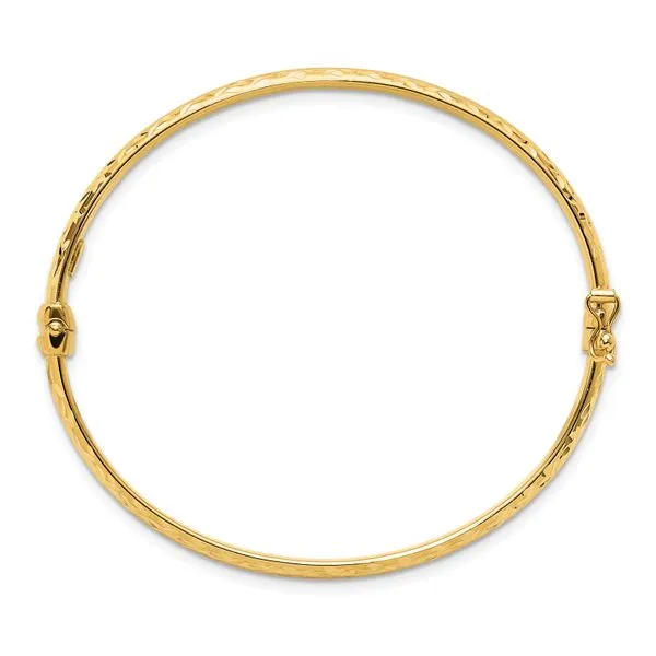 Leslie's 14K Polished and Diamond-cut Hinged Bangle Image 2 Johnson Jewellers Lindsay, ON