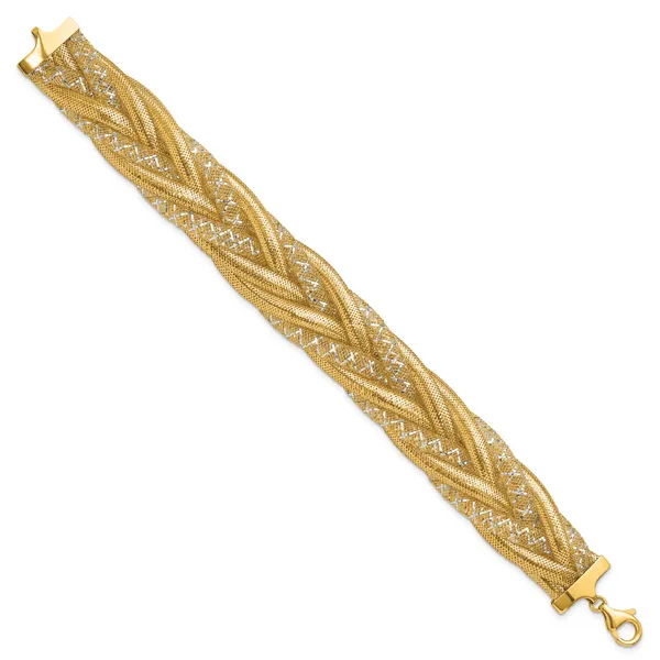 Leslie's 14K w/Rhodium Braided Mesh Stretch Bracelet Image 2 Arlene's Fine Jewelry Vidalia, GA