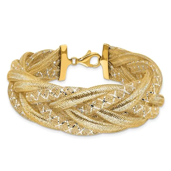 Leslie's 14K w/Rhodium Braided Mesh Stretch Bracelet Image 3 Arlene's Fine Jewelry Vidalia, GA