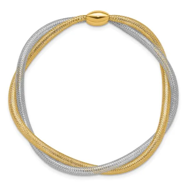 Leslie's 14K w/Rhodium Mesh Twist Slip-on Stretch Bracelet Image 2 Delfine's Jewelry Charleston, WV
