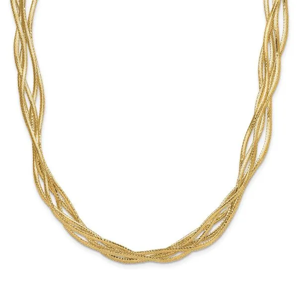 Leslie's 14K Mesh Diamond-cut 4-strand Wave Necklace Delfine's Jewelry Charleston, WV