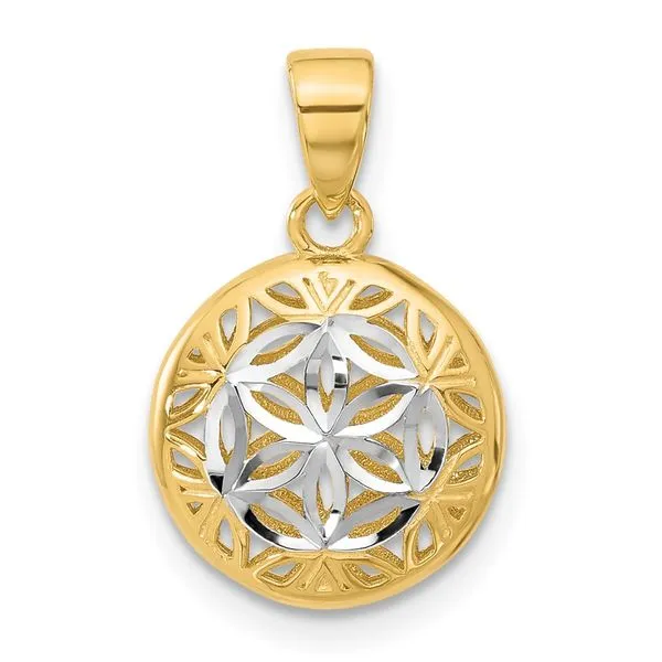 Leslie's 14K w/Rhodium Polished and Diamond-cut Pendant Jerald Jewelers Latrobe, PA