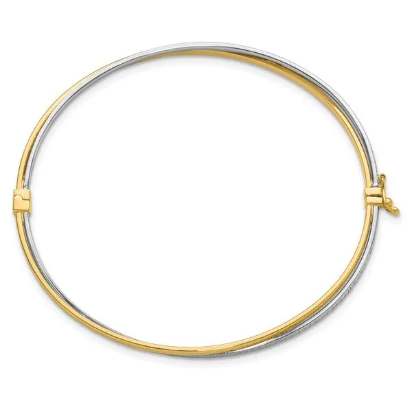Leslie's 14K Two-tone Polished and Textured Hinged Bangle Image 2 Jewelry Design Studio Jensen Beach, FL