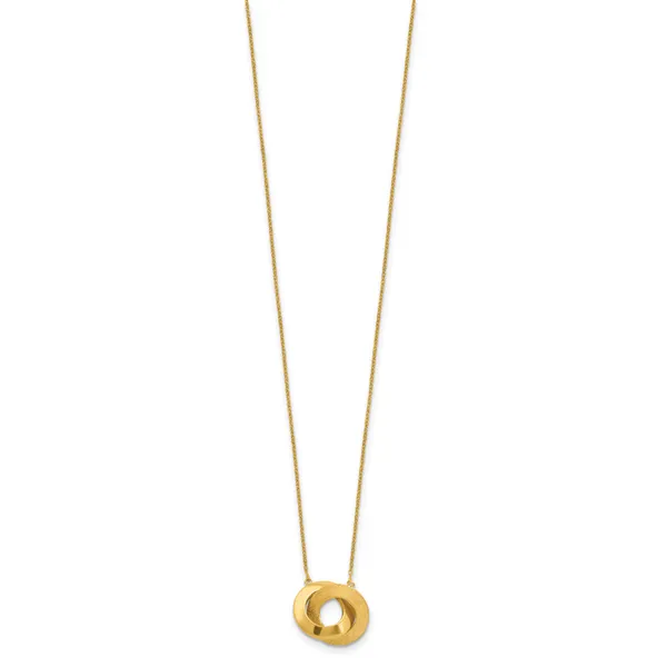 Leslie's 14K Polished and Brushed Double Circle 16in with 2in ext Necklace Image 2 Thomas A. Davis Jewelers Holland, MI